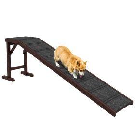 Pet Ramp For Dogs With Non-slip Carpet And Top Platform (Color: Brown)