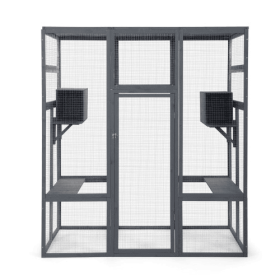 Grey Oversized Cat Cage (Color: Grey)