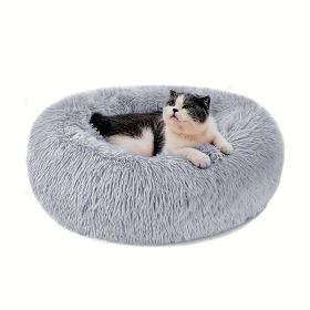 Non-Slip Dog Or Cat Beds Multiple Sizes, Calming Pet Beds For Indoor Cat Kennel Bed Pet Sofa, Round Cushion Cuddler Puppy Sofa, Machine Washable (Option: Lightgray50cm)