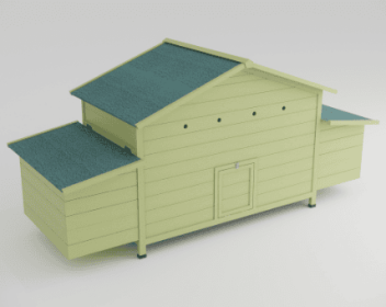 11.12 Square Feet Large Wooden Chicken Coop With 2 Free Range Doors, 2 Nest Boxes, And Chicken Perch Inside (Color: Green)