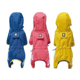 Small dog raincoat; body full surrounding; waterproof poncho pet clothes; with tow holes in the back (colour: Lake blue, size: 2XL (recommended weight is 11-15kg))