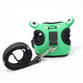 dog harness set; with leas frog leash pet mesh breathable small dog chest back retractable dog leash pet harness (Specification (L * W): S, colour: Calf)