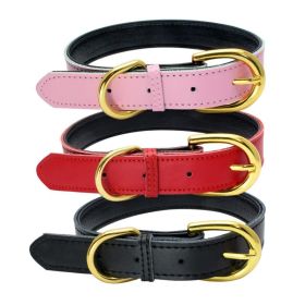 Genuine Leather Dog Collar; Wide Dog Collar; Soft Padded Breathable Adjustable Tactical Waterproof Pet Collar (Specification (L * W): L 51*2.5cm, colour: black)