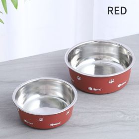 Dog Bowl Cat Bowl For Food And Water, Stainless Steel Pet Feeding Bowl, Durable Non-Skid Insulated Heavy Duty With Rubber Bottom For Medium Large (Color: Red, size: M)