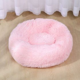 Dog Bed Super Soft Washable Long Plush Pet Kennel Deep Sleep Dog House Velvet Mats Sofa For Dog Basket Pet Cat Bed (Color: Pink, size: 70cm)