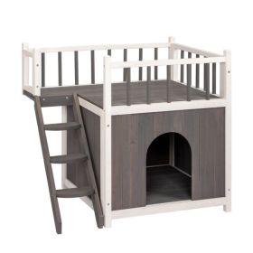 72x56x65cm 2-storey Cat House With Ladder (Option: Cat House)